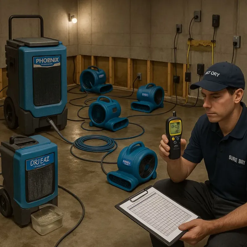 Structural Drying and Dehumidification process in Winthrop, ME